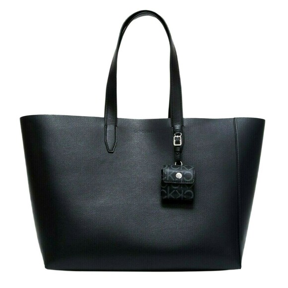 New Calvin Klein X-Large Reversible Tote in Signature Black with Snap Pouch - Picture 1 of 9